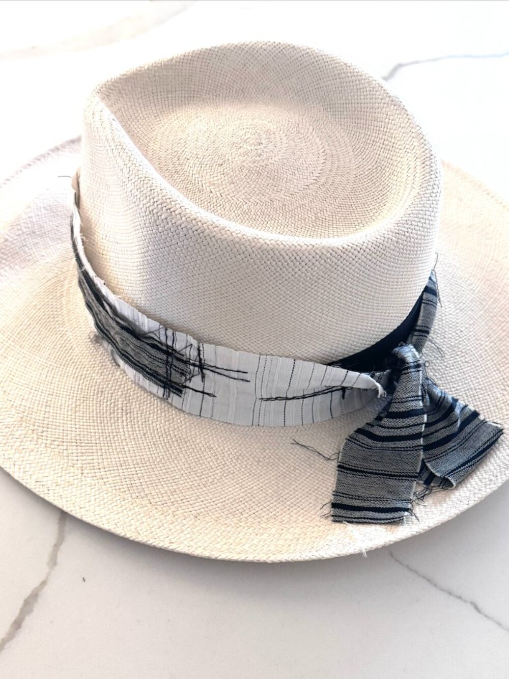 White Panama Hat with Detail Designed by Nicole Paloma Size M